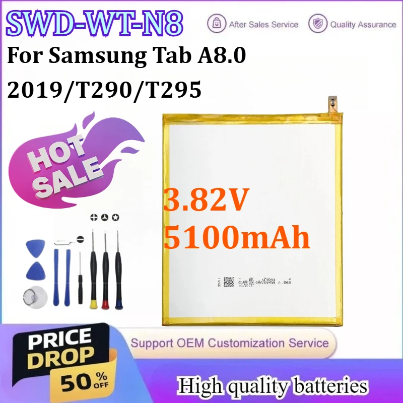 

SWD-WTN8 3.82V 5100mAh Replacement Battery for Samsung Tab A8.0 2019/T290/T295 Tablet Battery +Tools