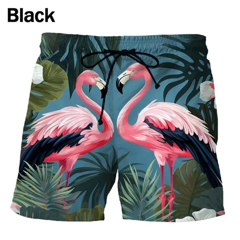 Flamingo 3d Shorts Hawaii Fashion Casual Palm Tree Cool Beach Short Pants Summer Swimming Shorts Men Quick-dry Swimsuit Trunks