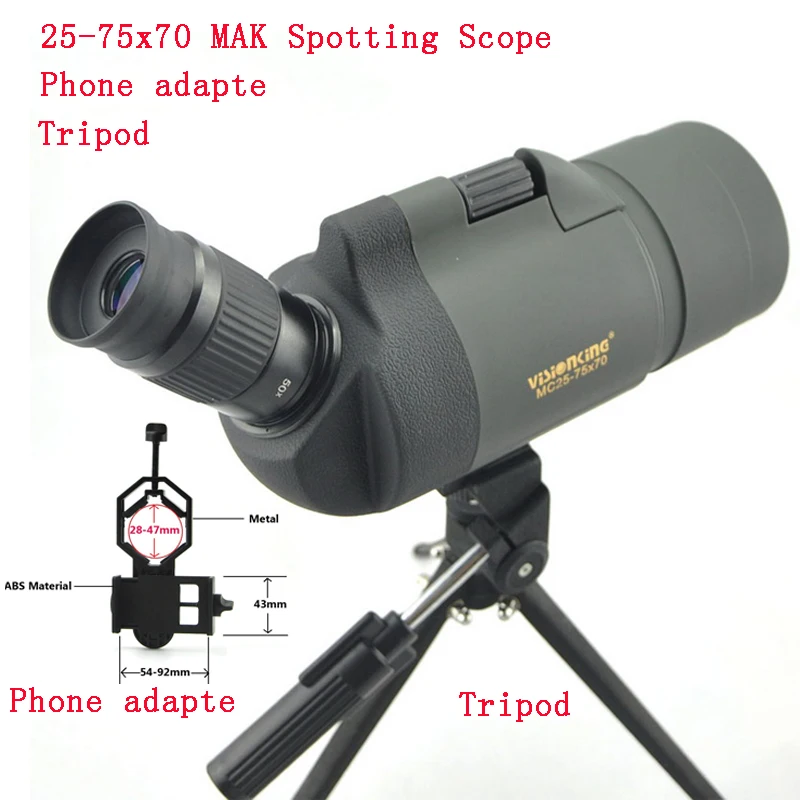 Imagem -05 - Visionking-poderoso Fmc Spotting Scope Bak4 Zoom Monocular Portátil Telescópio para Birdvering Moonvering 2575x70