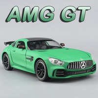 1:24 AMG GTR Miniature Sports Car Toy Models Alloy Diecast Supercars Sound Light Doors Opened Pull Back Festival Gifts for Kids