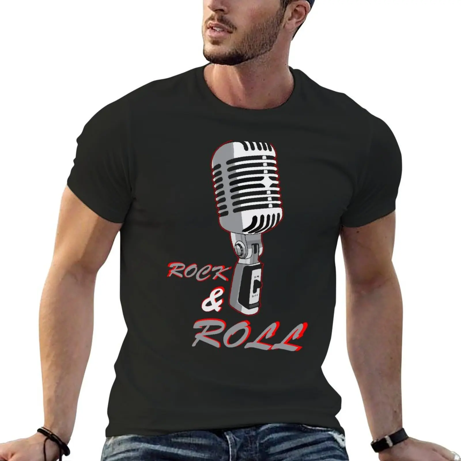 Rock and Roll, microphone T-Shirt sweat oversizeds anime figures funny t shirts for men