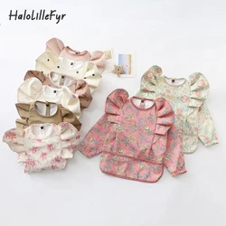 Baby Feeding Bibs Angel Wings Kids Waterproof Long Sleeve Art Smock Baby Stuff Anti-dirty Dinning Apron with Pocket for Newborn