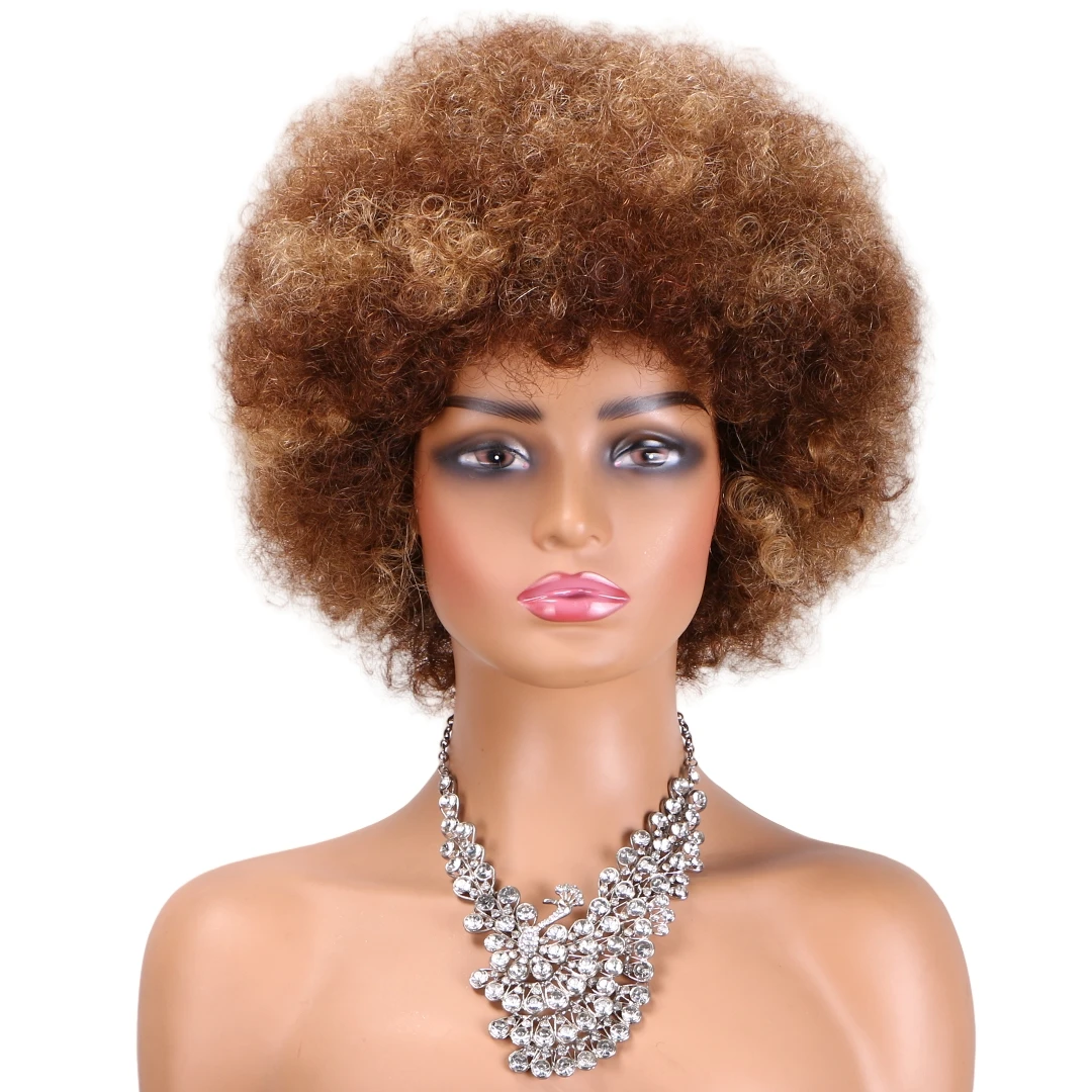 

10-дюймовый парик из натуральных бразильских окрашенных волос, 200% плотность, афро-кудри, полностью на кружевной основе, машинная работа, короткий боб