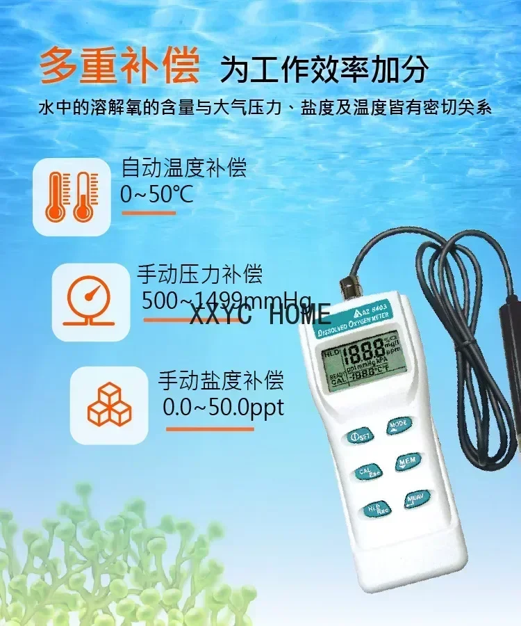 AZ8403 Portable Dissolved  Tester Aquaculture Dissolved Oxygen Water Testing