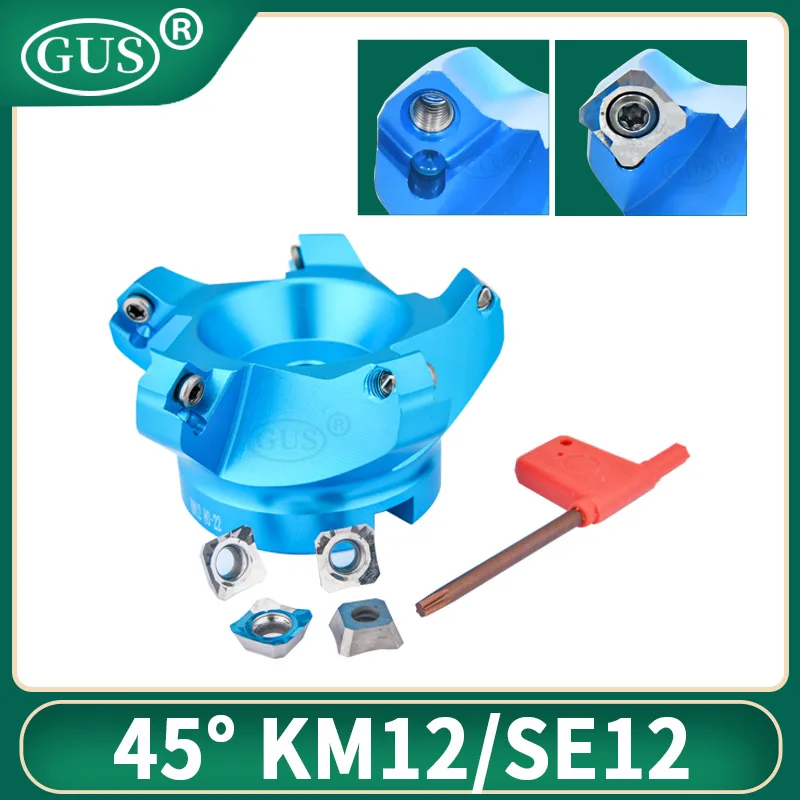KM12 SE12 45° face Aluminum Plane Head End Milling Cutter Head for SEKT1204 Carbide Insert FMB tool holder CNC lathe Tools