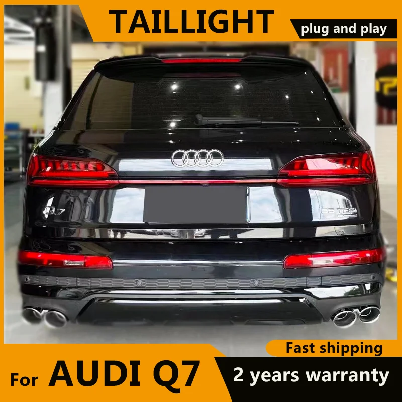 3PCS Rear bumper lights For Audi Q7 Taillights 2020 2021 2022 2023 LED DRL Dynamic turn signal Running Rear Trunk Light Strip