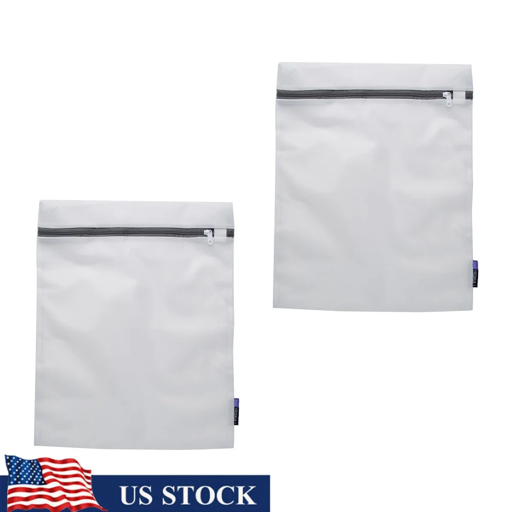 

2 Pack Large 18x15 Mesh Wash Bags Delicates Odorless Anti-Microbial Zipper Guard Durable Micro Mesh Protects Clothes