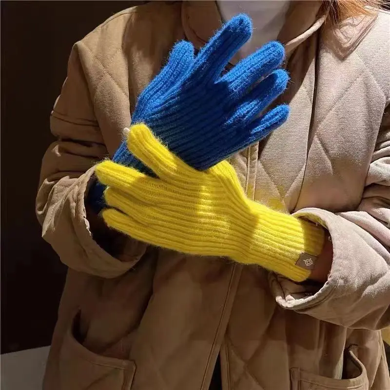 Guantes de invierno para mujer, bonitos guantes de felpa cálidos para montar, guantes sólidos para mujer, guantes de trabajo esponjosos para niños, guantes de invierno