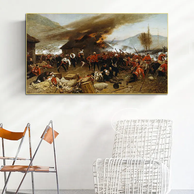 The Defence of Rorke's Drift Painting By Alphonse De Neuville Art Reproduction Poster Print Canvas Paintingwall Art Home Decor