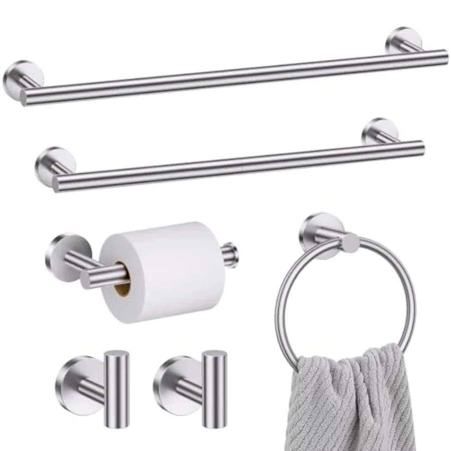 

Bathroom Hardware Set 6-Piece Towel Bar Set Towel Holder Set Includes 19.68/23.6 in Towel Bar Toilet Paper Holder Towel Ring an