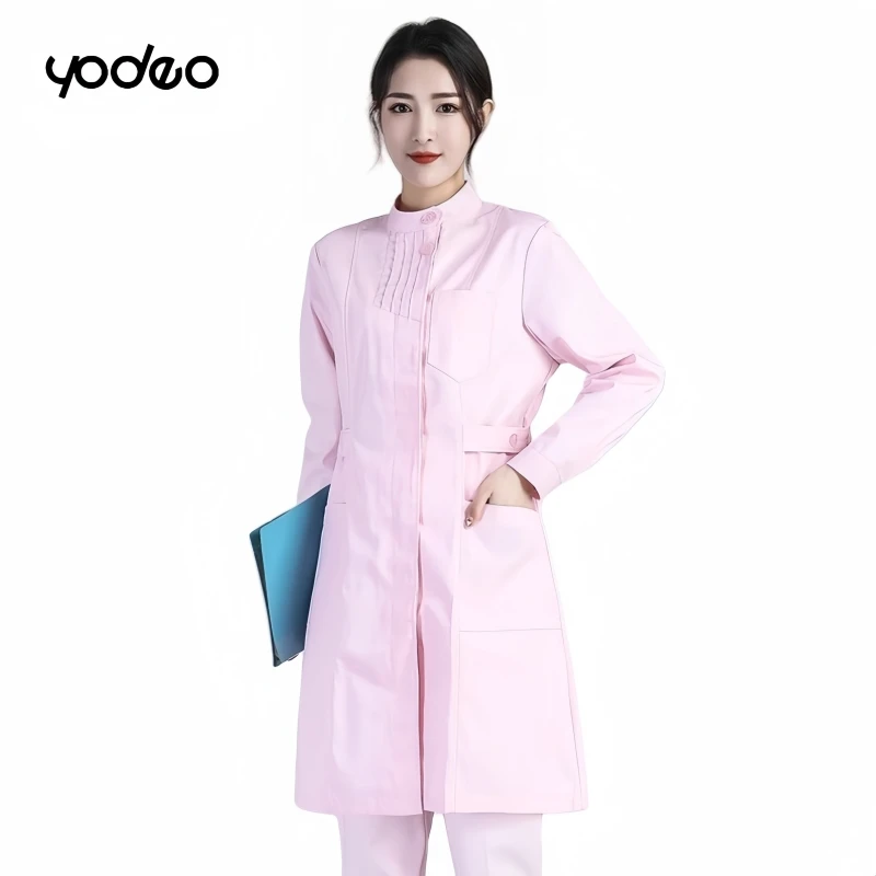 Jaleco branco de manga curta/longa, uniforme médico feminino de algodão, uniforme de laboratório, farmácia, salão de beleza, roupa de trabalho