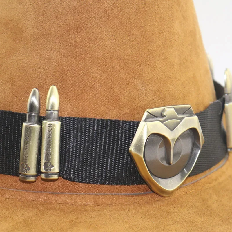 McCree Distintivo West Cowboy Costume Puntelli Eroe Cappello da pirata Accessorio di gioco cosplay OW per uomini adulti Donne Ragazzi adolescenti Halloween MN3