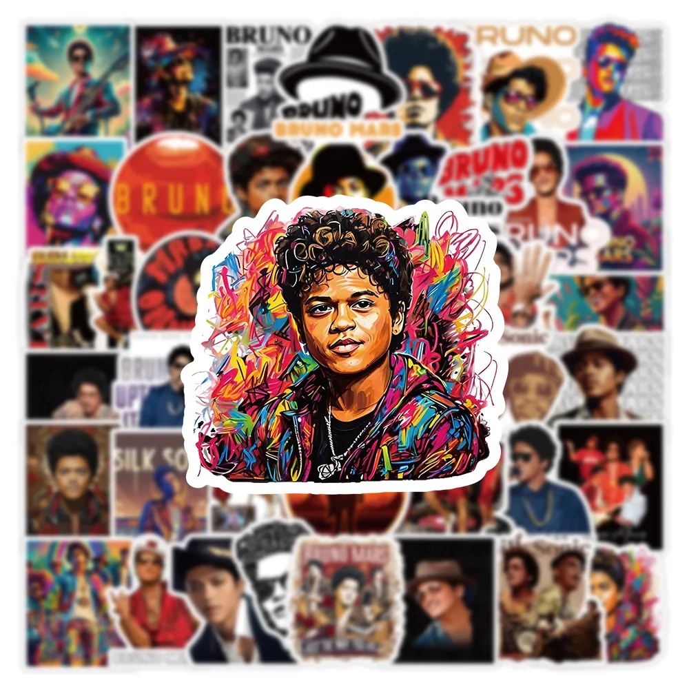 10/30/50PCS Singer Bruno Mars Sticker Graffiti Laptop Refrigerator Skateboard Motorcycle Helmet Water Cup Waterproof Sticker Toy