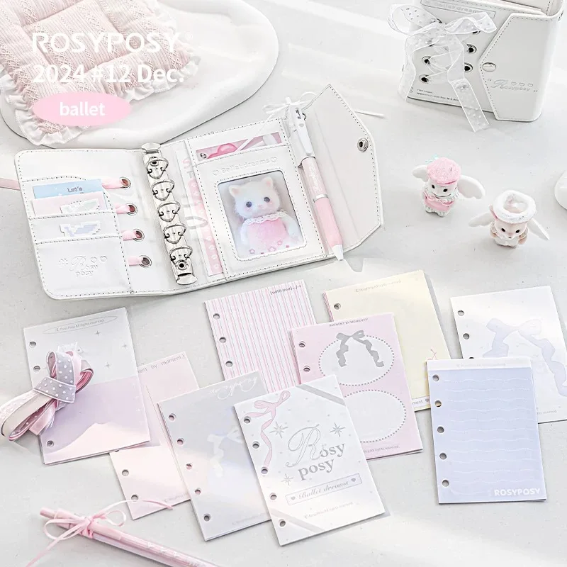 MINKYS 2025 Kawaii Ballet Pink Envelope PU Leather Notebook Planner Journal Agenda Book Gift School Stationery