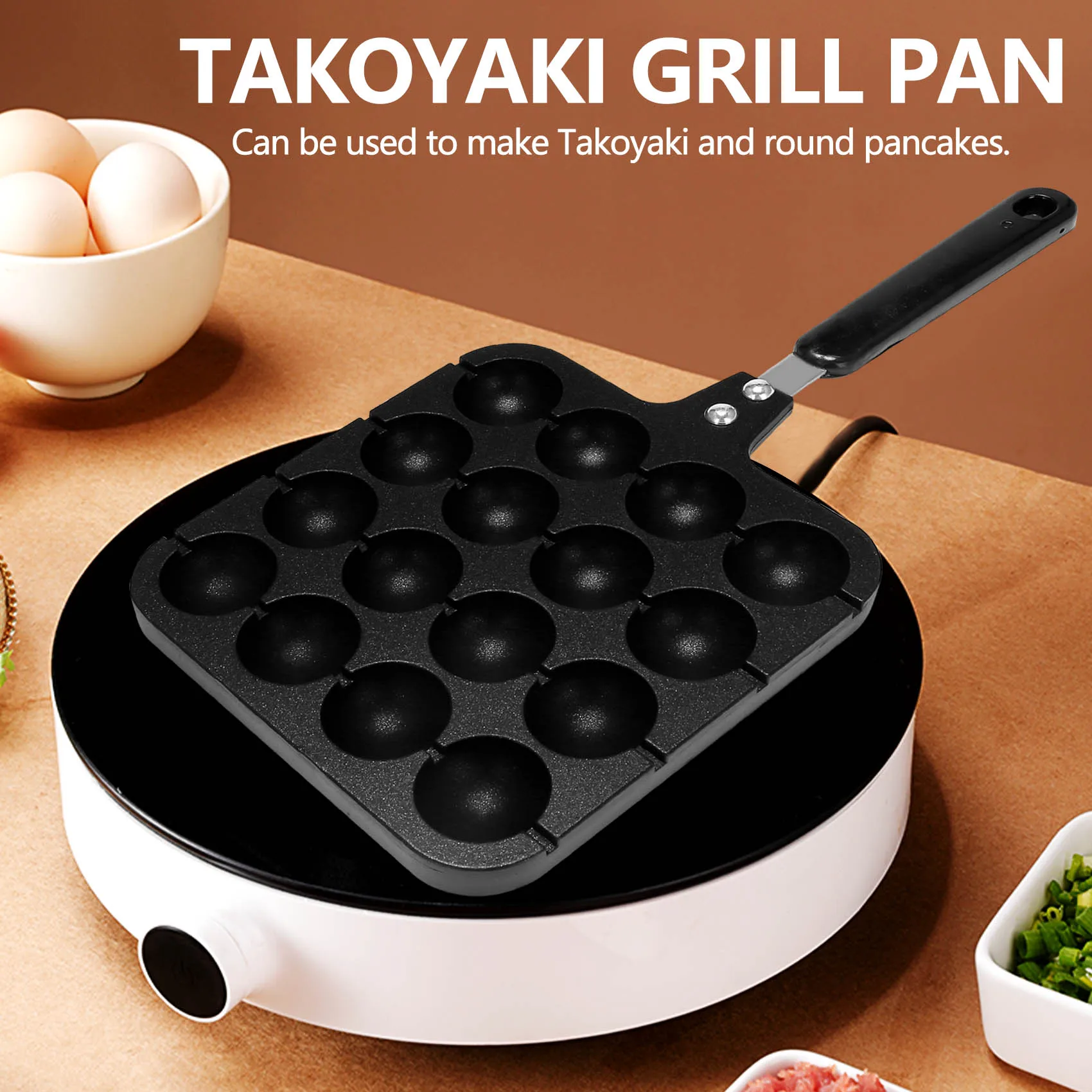 

2025 Trend 16 Holes Aluminum Takoyaki Maker Grill Pan Octopus Ball Plate Home Cooking Baking Forms Mold Tray Baking Kitchen Tool