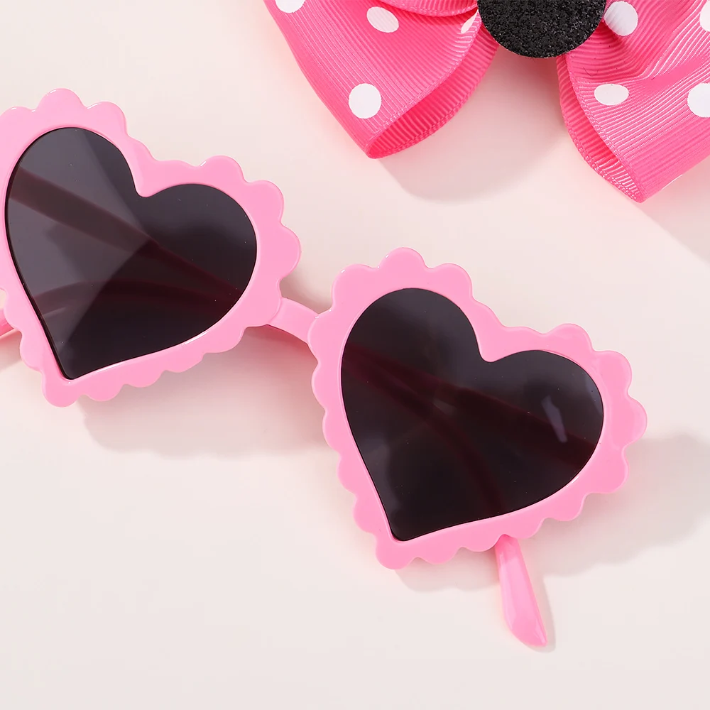 2Pcs/Set Baby Hairpin For Child Cute Bow Heart Shaped For Newborn Protective Sun Glasses Girl Seaside Vacation Hair Accessories