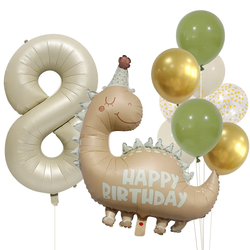 12-teiliges Dinosaurier-Zahlen-Geburtstagsballon-Set, perfekt für Kindergeburtstagsfeiern, Babypartys, Fotohintergründe und festliche Szenendekoration – Detail 11