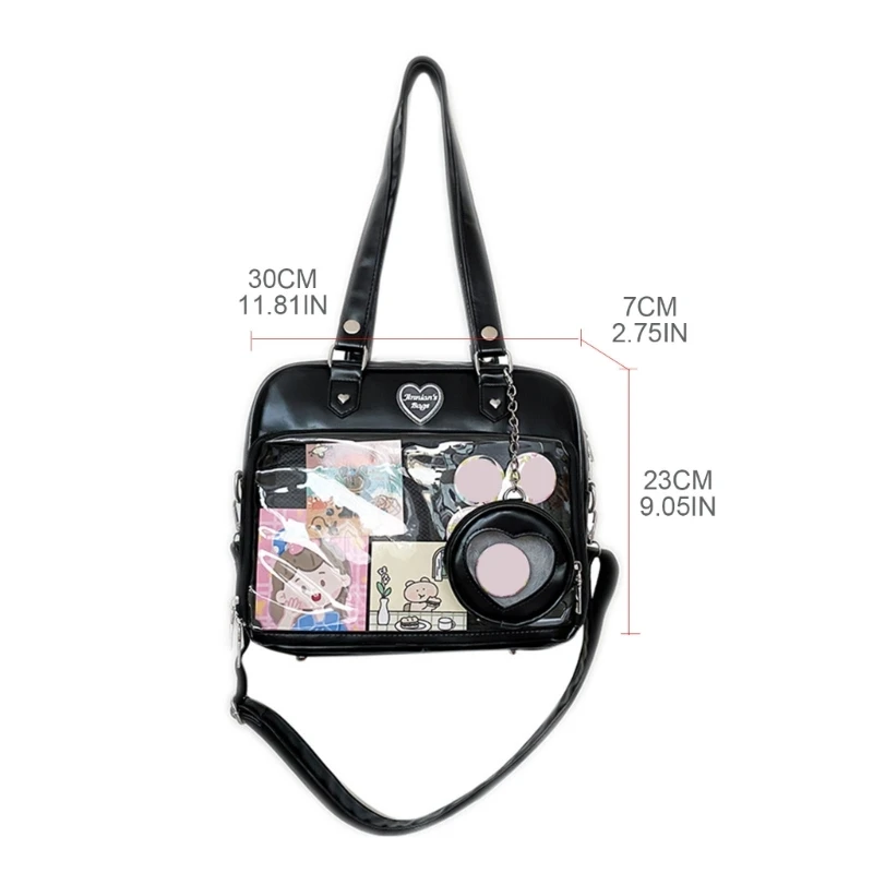 Japanese High School Girls JK Bag with Coin Purse Women PU Handbags and Purses Transparent Itabag Women Crosssbody Bags