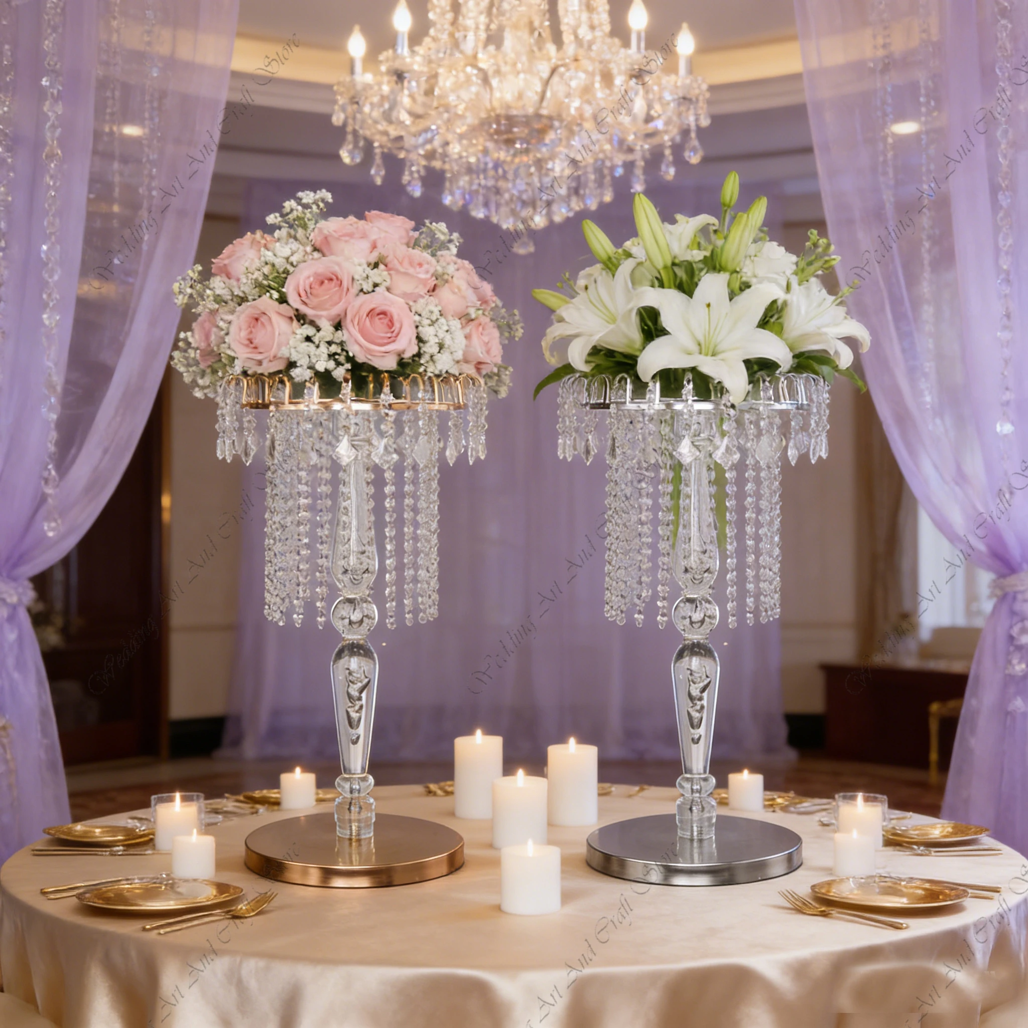 

10pcs f30 75-125cm Crystal Flower Stand Wedding Backdrops Crystal Flower Stand Centerpiece Stands for Wedding Table Decor ivy765