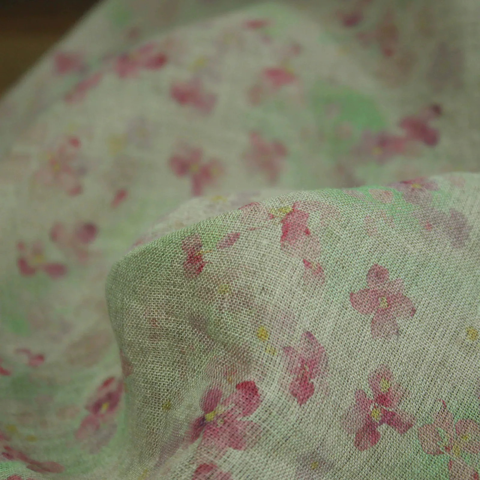 

1yard pure flax fabrics for clothing Pink floral print patchwork one-piece dress cheongsam shirt sewing fabric