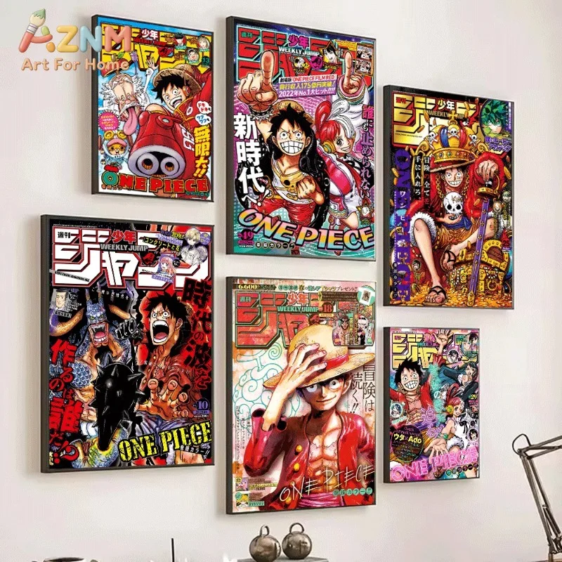 One Piece Weekly Shonen Jump Magazine Cover Canvas Wall Art Unframed Canvas Painting Home Bedroom Living Room Decor Anime Poster