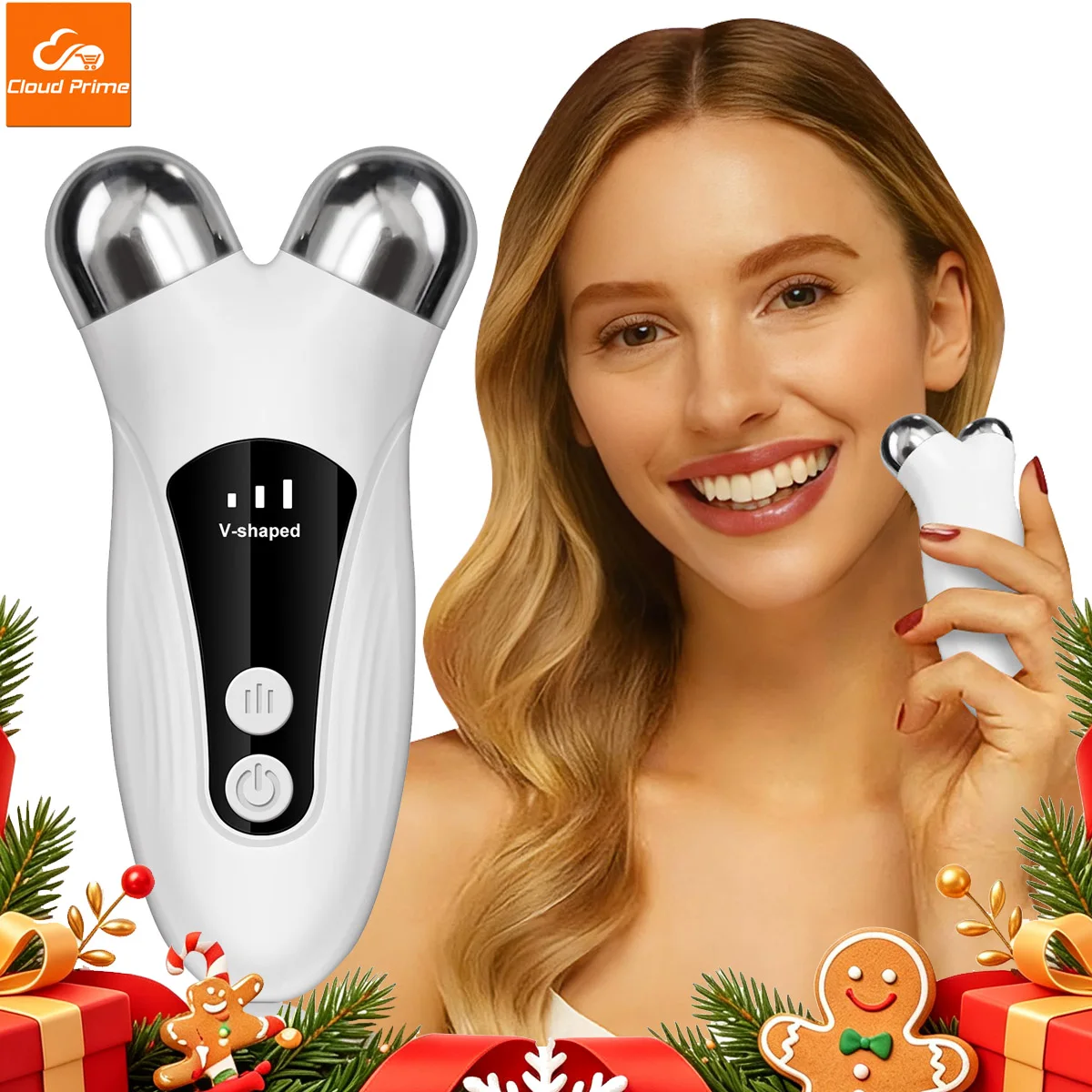 Cloud Prime V Face Tool Facial Roller Massager Facial, Neck, And Double Chin Electric Beauty Device For Christmas And New Year Gifts