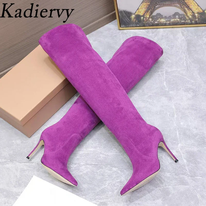 الخريف الشتاء فوق الركبة أحذية النساء أشار تو تمتد أحذية طويلة عالية الكعب أحذية امرأة سوداء الفخذ أحذية عالية امرأة #4