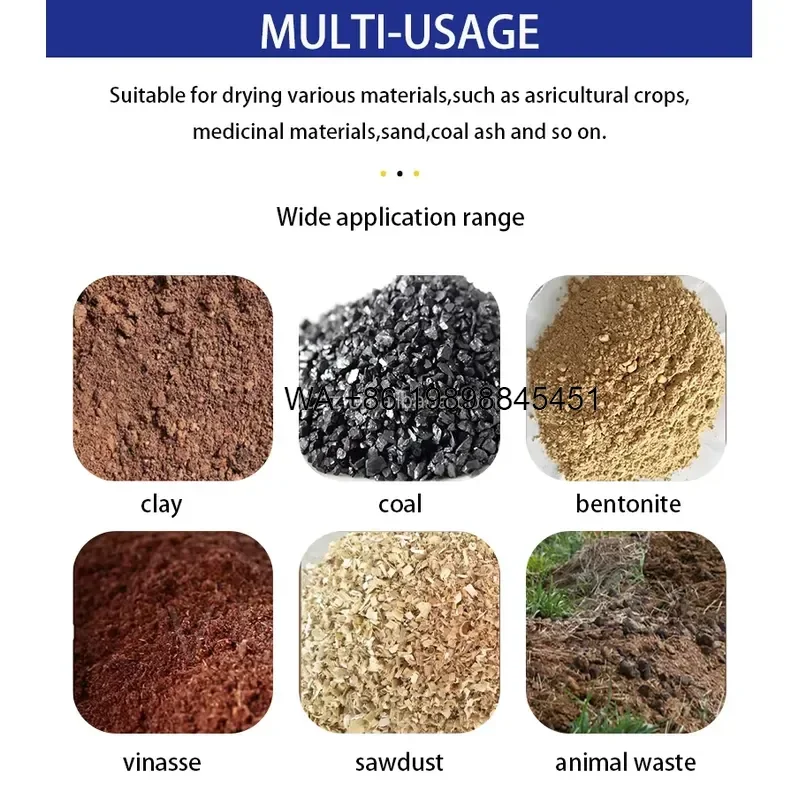 Wmwmnu Easy Operation Automatic Stainless Steel Small Drum Dryer for Black Fly Larvae Insect Protein 500kg Batch Capacity