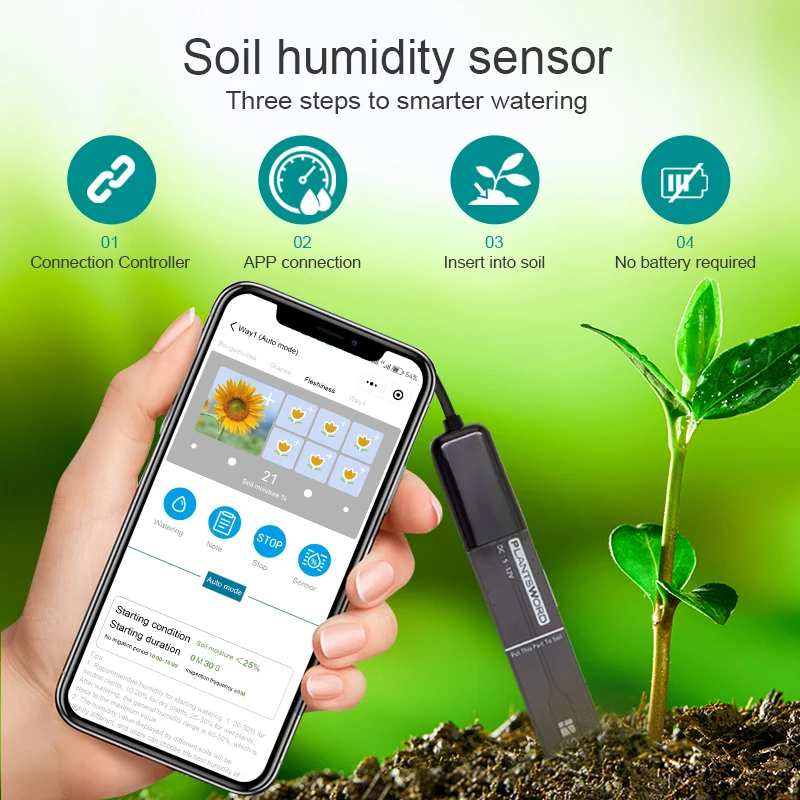 Timer per l\'irrigazione del giardino Wifi a 8 Zone Smart Spri sensore del suolo per l\'irrigazione e l\'irrigazione per l\'agricoltura