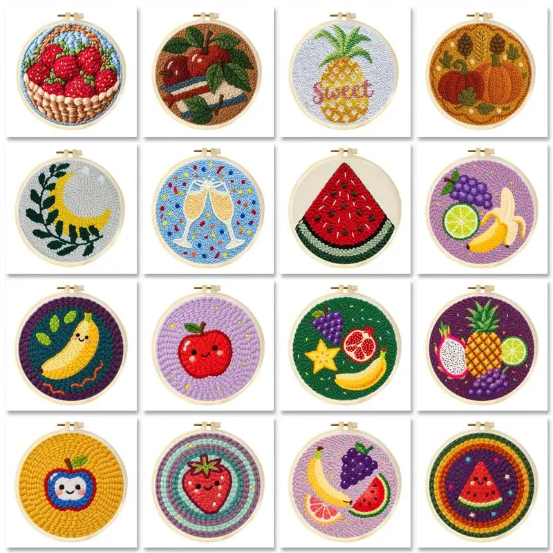 GATYZTORY Punch Needle Embroidery Handicraft Art Diy Craft Kits For Adults Fruit Beginner Punch Needle Kits Kits Embroidery Need