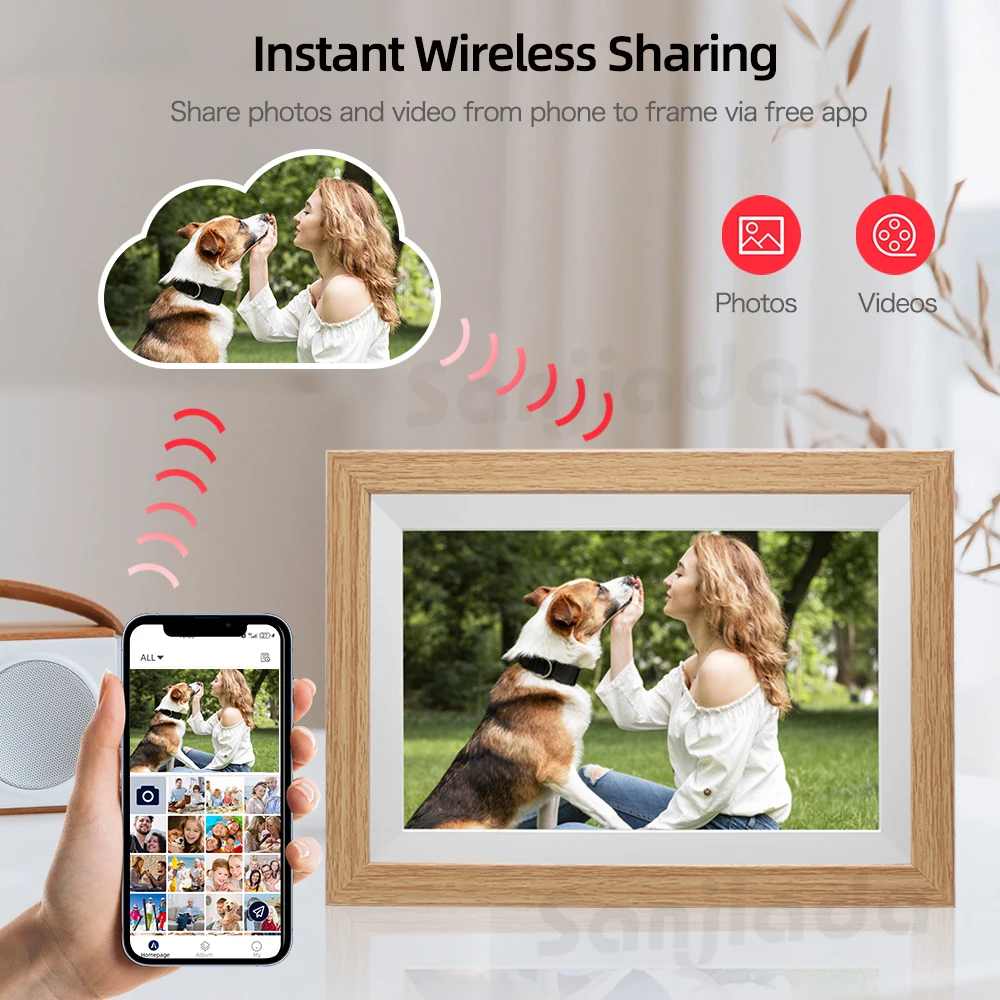 Wholesale 10.1 Inch Picture Frame IPS HD Display 1280x800 App Control  32GB  Cloud WIFI Digital Photo Frame