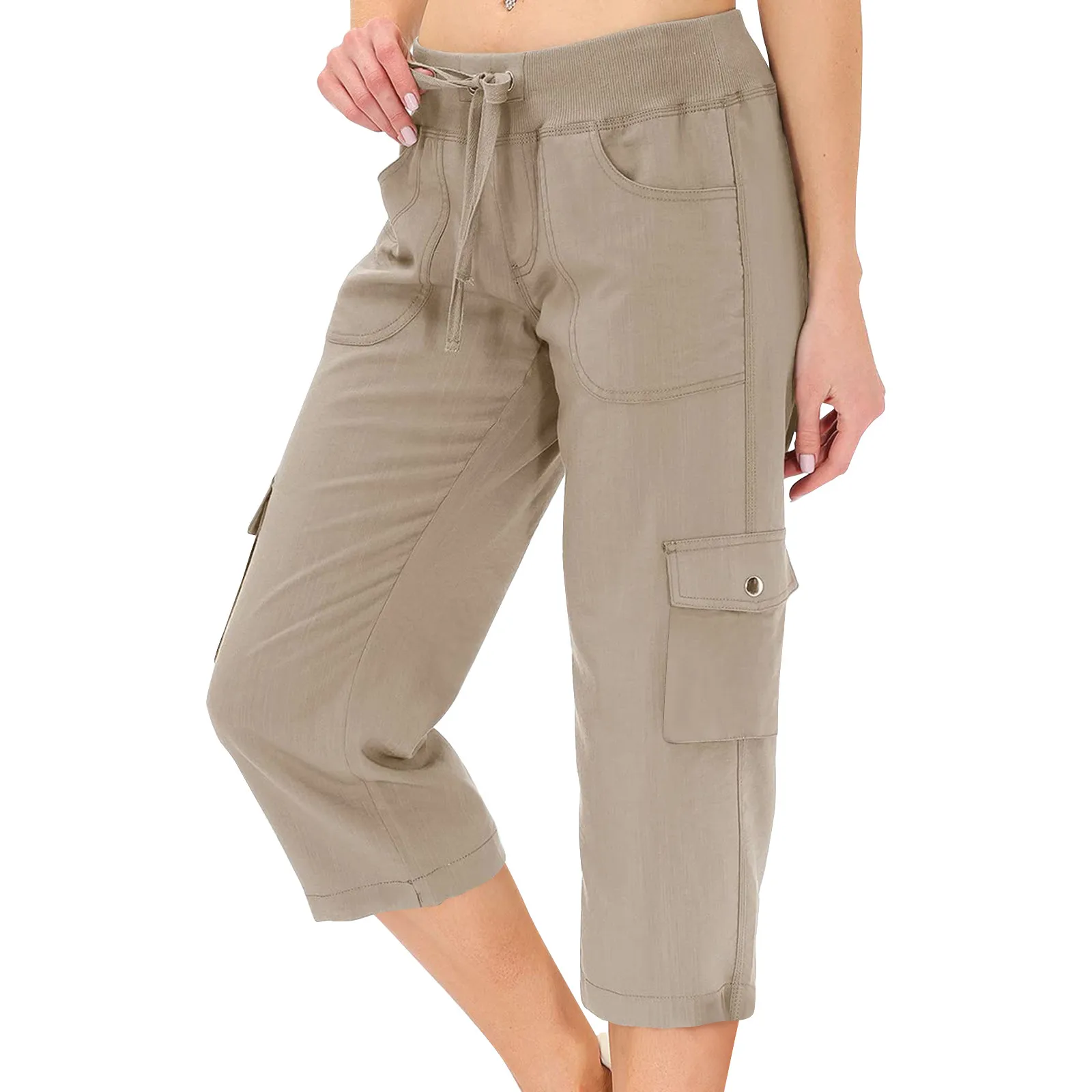

Women's Relaxed-fit Cargo Capri Pant Paper Bag High Waist Pencil Cropped Pant Slim Fit Casual Trouser Long Pants With Pockets