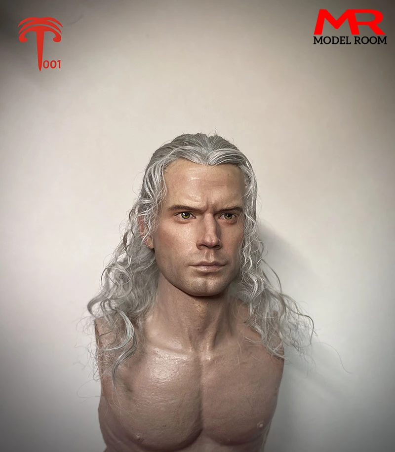 XT001 1/6 Witcher Henry Cavill Head Sculpt Hair Transplant Head Carving Fit 12'' Male Soldier Action Figure Body Dolls