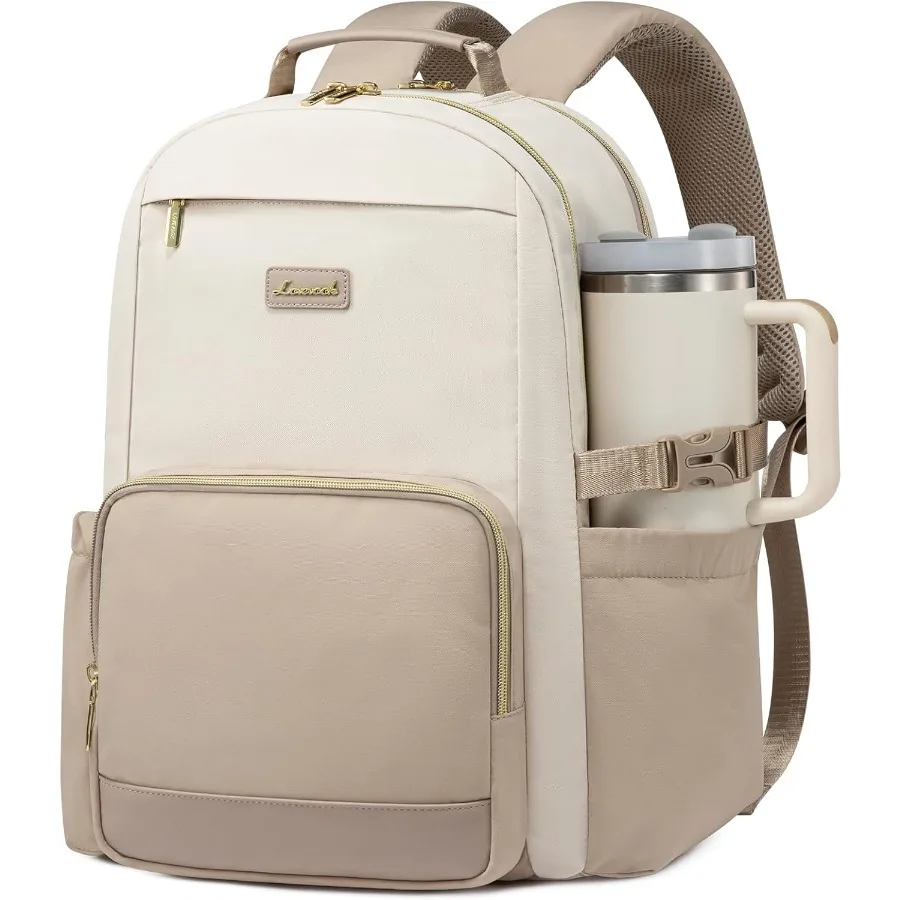 

Рюкзак для ноутбука LOVEVOOK для женщин с карманом для чашки большой емкости 15,6 дюймов, сумка для ноутбука, компьютера, дорожный рюкзак, кошелек