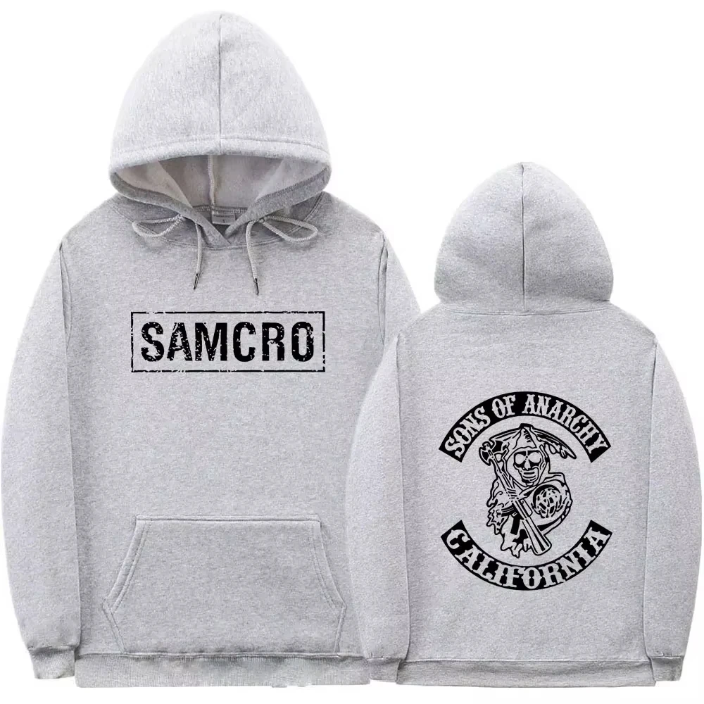 Doppelseitig bedruckter Kapuzenpullover Tops Sons of Anarchy SAMCRO Modemarkendesign für Herren und Damen aus Baumwoll-Woll-Mischgewebe – Detail 3