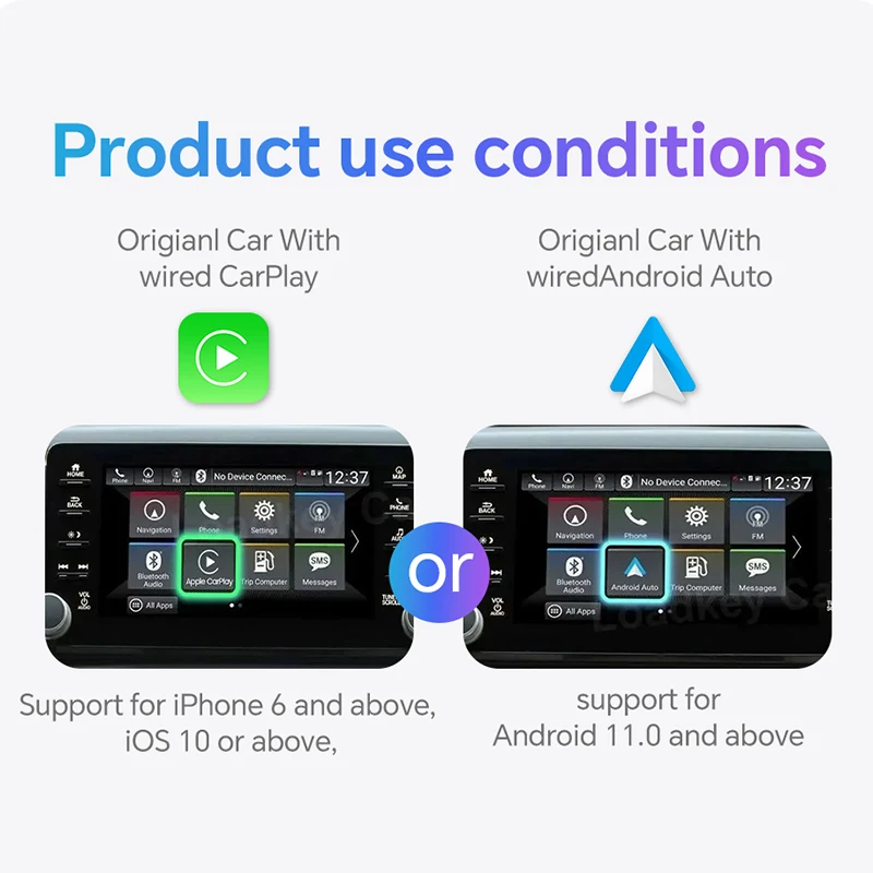 Mini 2 in 1 Wireless CarPlay and Android Auto Adapter Wired to Wireless Retain Original Car Function Plug and Play