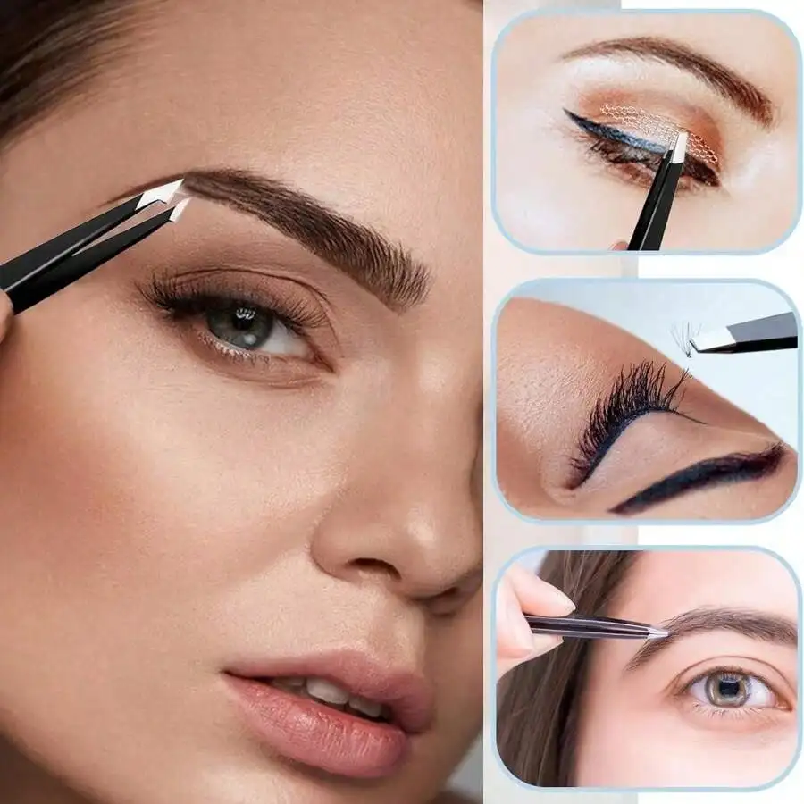 Stainless Steel Eyebrow Grooming Kit, 5-Piece Set with Razor, Scissors, Brush & Tweezers for Home, Salon & Travel