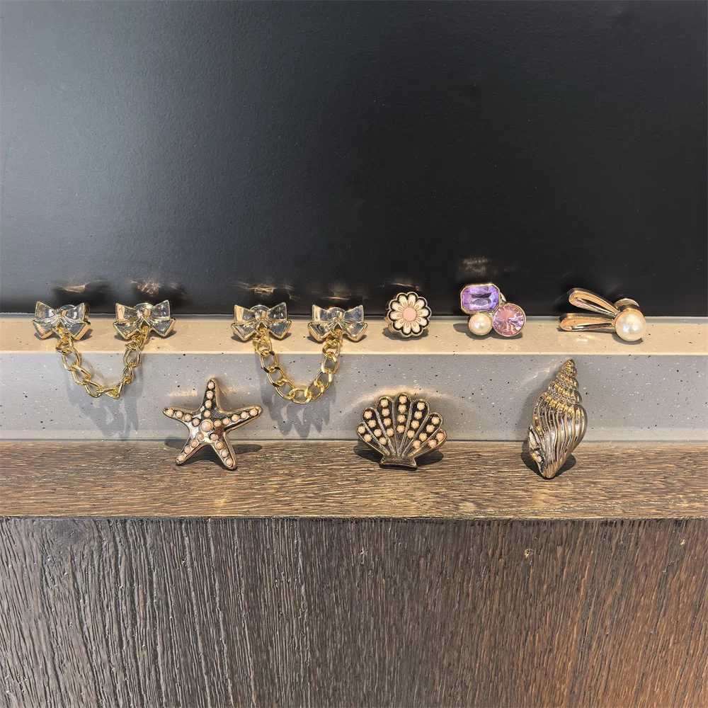 Clog Shoe Charms Detachable DIY Chain Bow Shell Conch Pearl Ornaments for Women Men Outdoor Travel Sturdy Premium