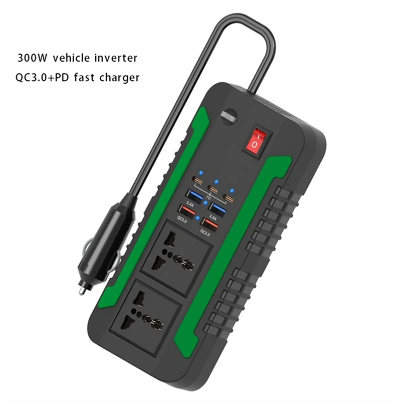 300W 12V24V 110V220V Car Inverter Car Converter Power Inverter Adapter Type-C USB QC3.0 Charger Fast Charging