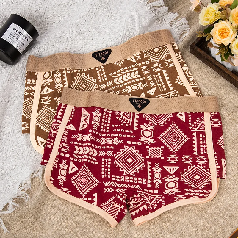 

Cotton Retro Print Women Boxers Sexy Lingerie Seamless Breathable Underpants Ladies Boyshorts Safety Pants Sports Shorts Panties