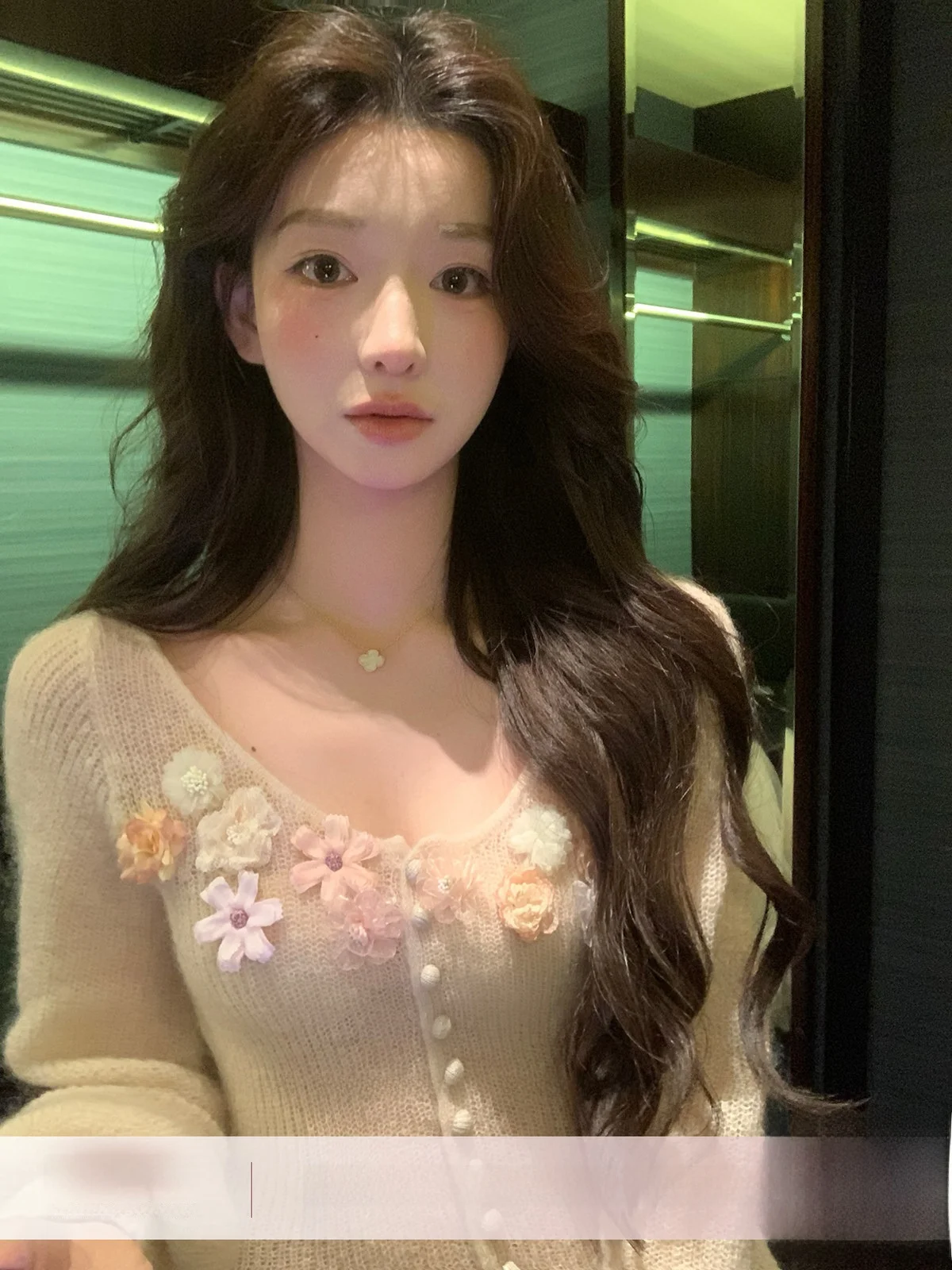 

YOLI Sweet Knitted Open Cardigan Women's Slim Fit Versatile Sweater Jaet Pastel Floral Print Commute Sle Long Sve V-Ne