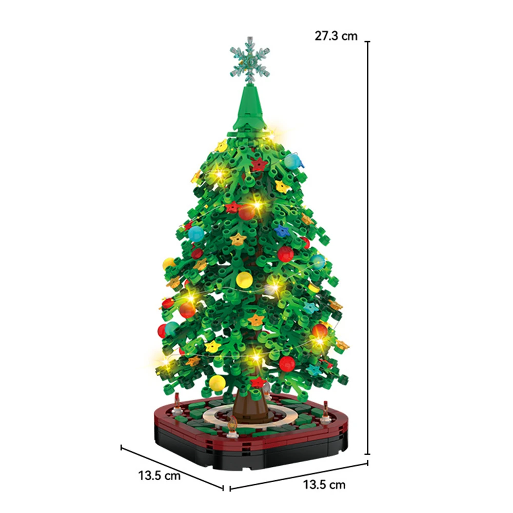 City Creativity Winter Village Christmas Tree Model Home Decoration Building Blocks Bricks Kids Toys Christmas Gift