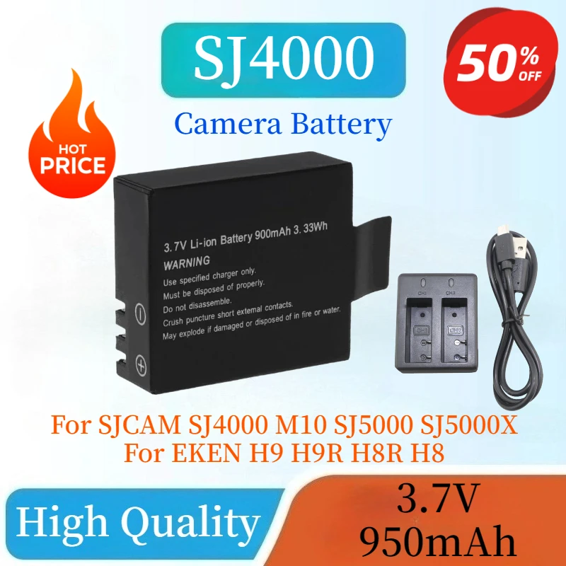 

New SJ4000 Camera Battery 3.7V 900mAh For SJCAM SJ4000 M10 SJ5000 SJ5000X For EKEN H9 H9R H8R H8 GIT PG900 Rechargeable Battery