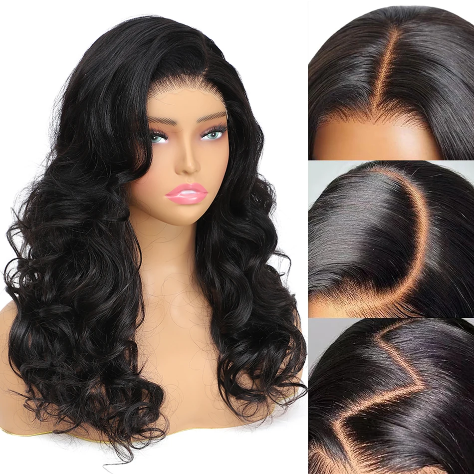 

100% Indian Hair 5x5 Wear and Go Glueless Wigs Human Hair Pre Plucked Pre Cut Bouncy Loose Body Wave Lace Front Wigs For Women