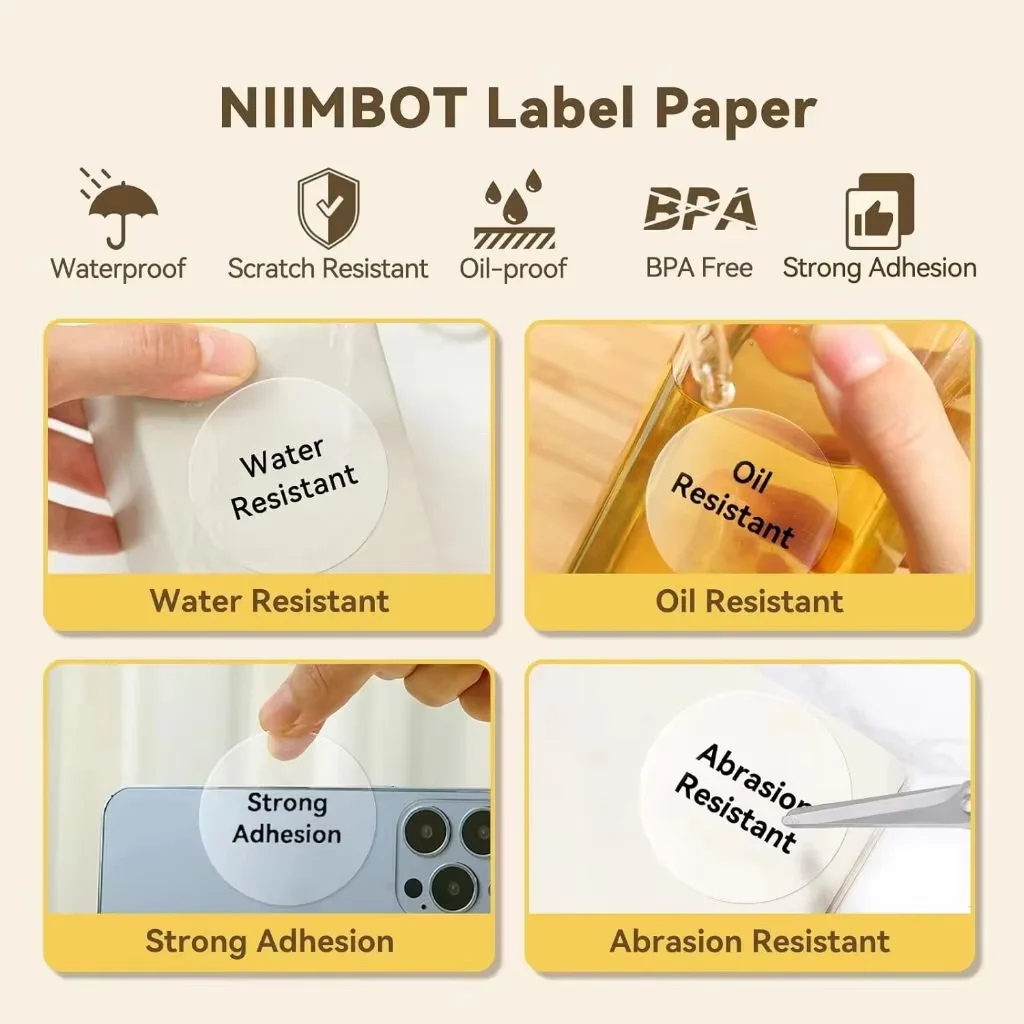 Niimbot B1 تسمية شفافة طابعة صغيرة محمولة 30-50mmThermal ورقة لاصقة تسميات للطابعة B21/B3S/B203 Niimbot