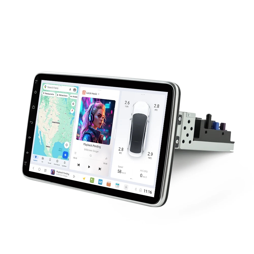 DUDUAUTO DUDU7 UIS7870 Universele 10 "autoradio 1din Android 13 Carplay Android Auto Draaibaar scherm 4G BT FM-radio-ontvanger DSP - afbeelding 2