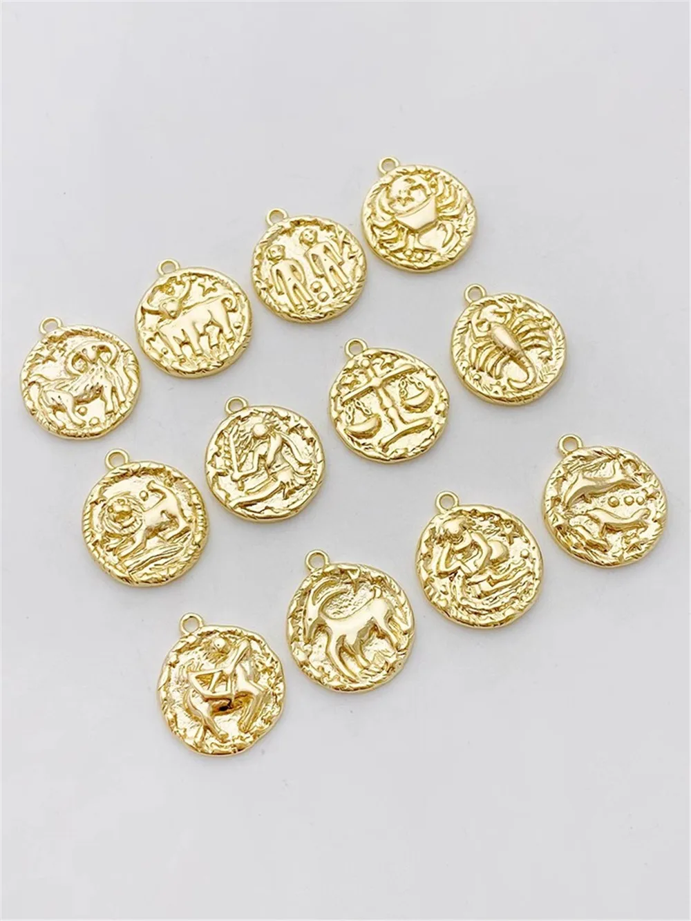 14K Gold-Color 12 Zodiac Sign Pendant Handmade DIY Handmade Bracelet Necklace Jewelry Material L528