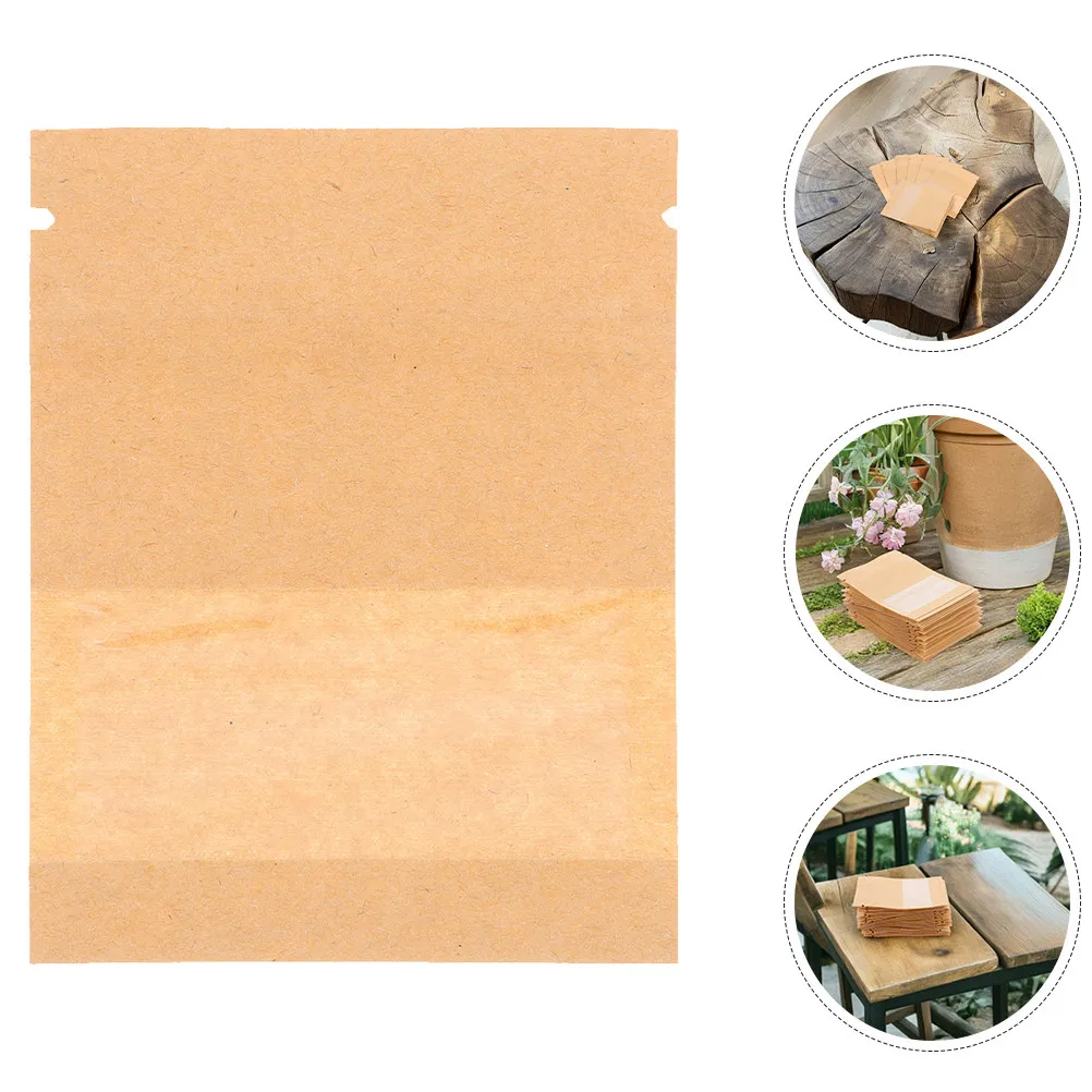 

100Pcs Paper Seed Envelopes with Clear Viewing Window Small Kraft Sealable Pockets for Vegetable Flower Seeds Storage Organizer