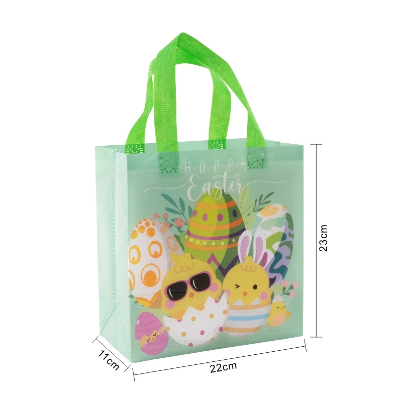 StoBag 8/20pcs Cartoon Non-woven Tote Bags Happy Easter Bunny Rabbit Gift Fabric Candy Packaging Storage Reusable Pouch Party