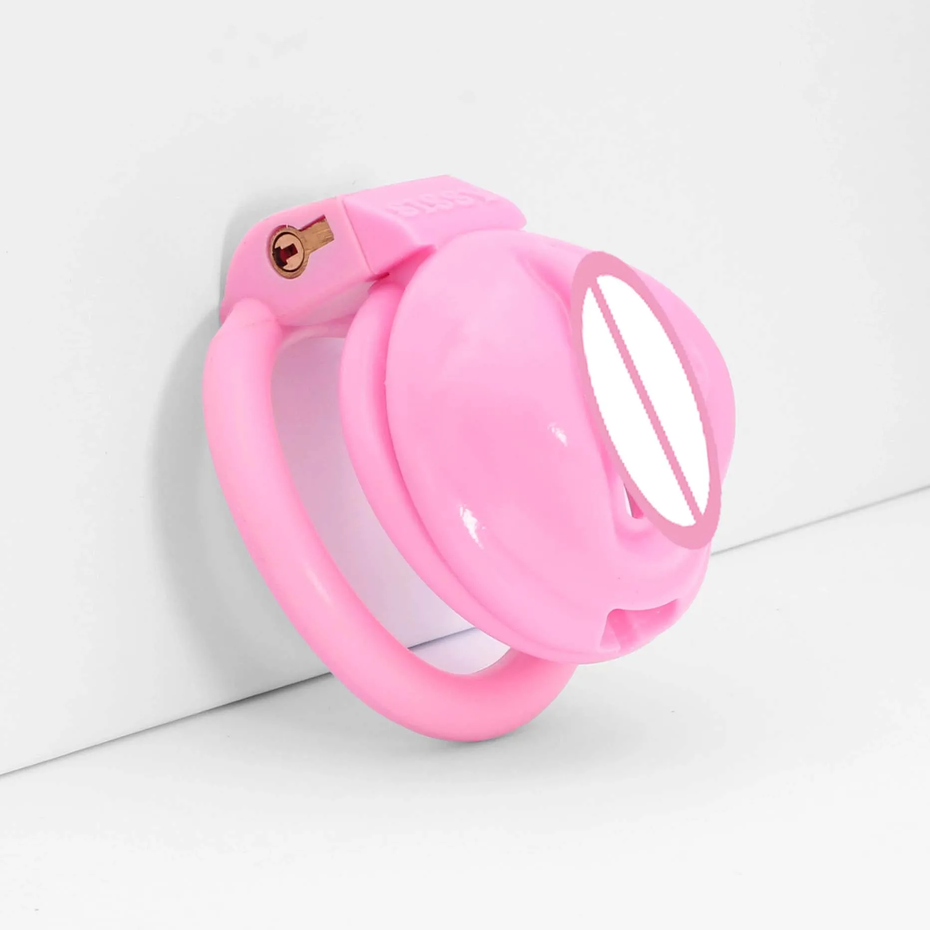 High Quality Sissy Pink Pink Pussy Chastity Cage Small cock ring With 4 penisring Bondage Lock Slave BDSM Cock Cage Gay Sextoy